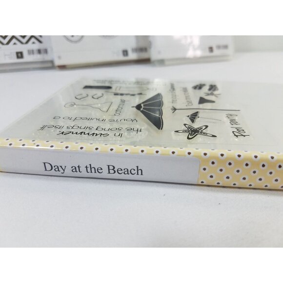 Stampin’ Up Lot Of 5 Stamp Sets Unmounted Day at the Beach Trajan Chevron Merry - Picture 5 of 16